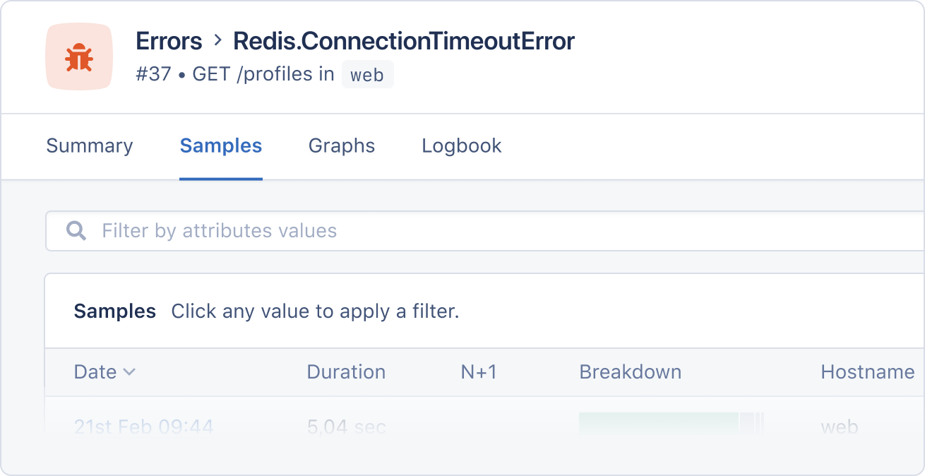 Error sample page for Redis error.