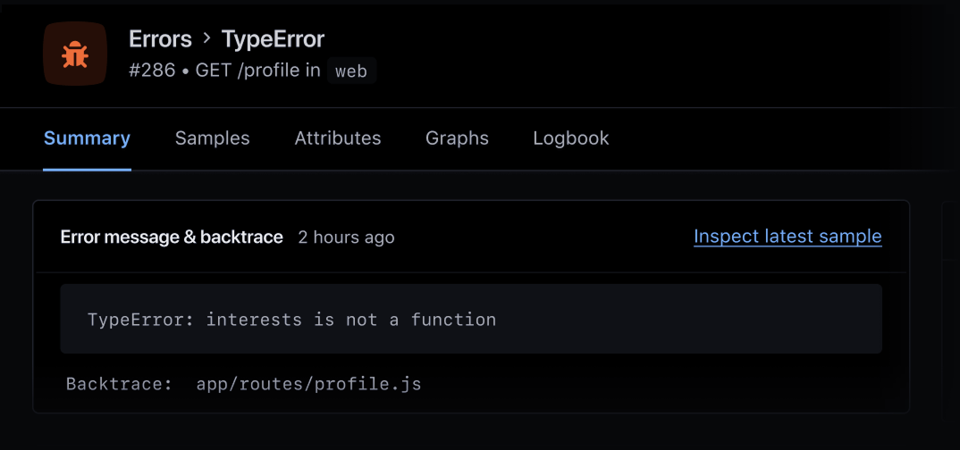 Express error incident summary.
