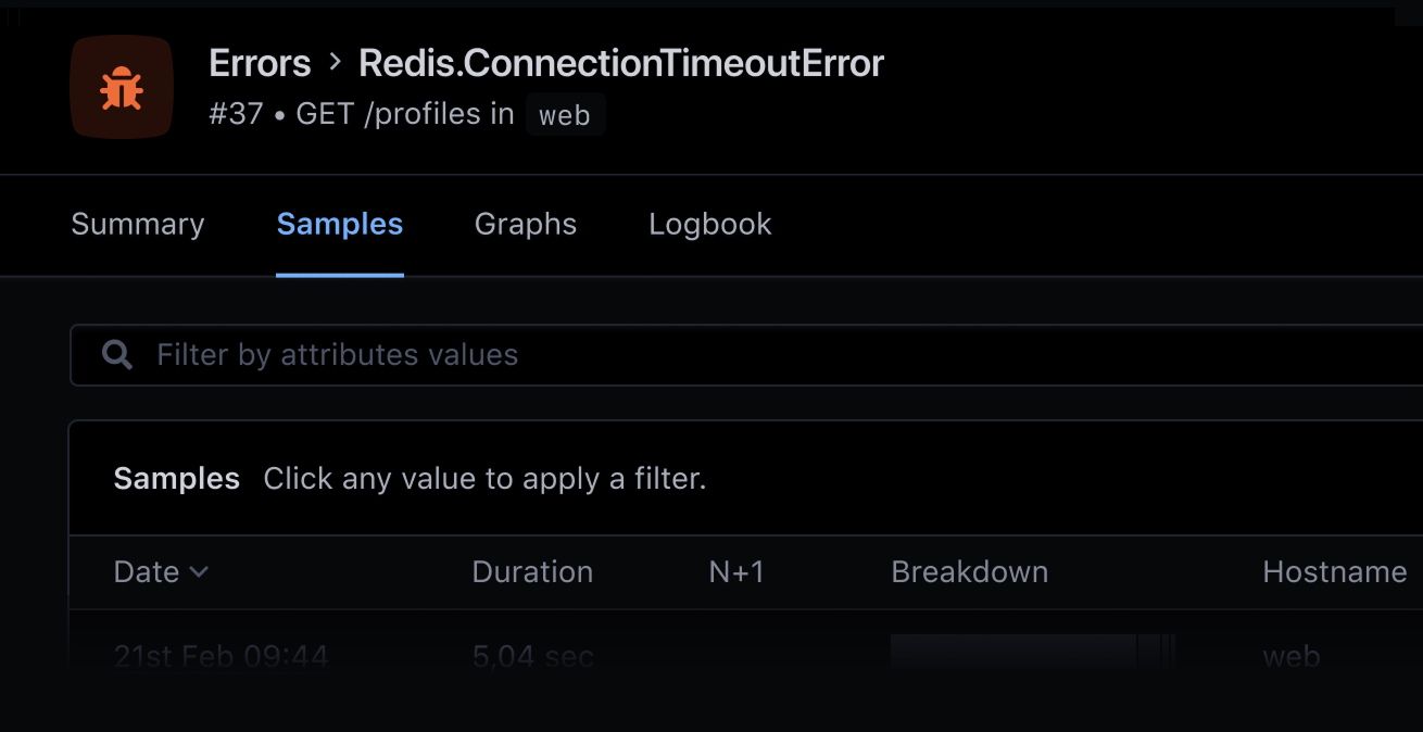 Error sample page for Redis error.