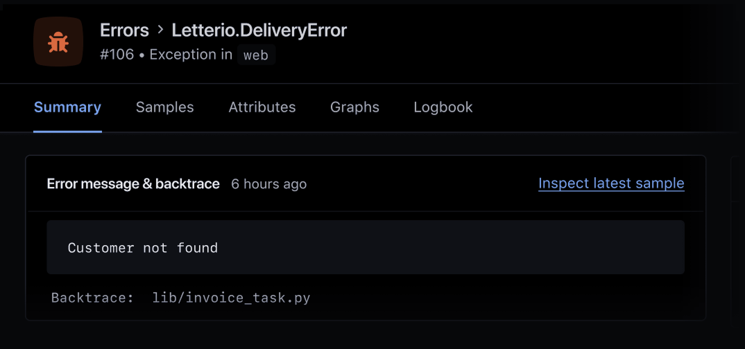 FastAPI error incident summary.